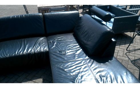 ECKSOFA SCHWARZ LEDER