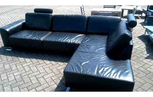 ECKSOFA SCHWARZ LEDER