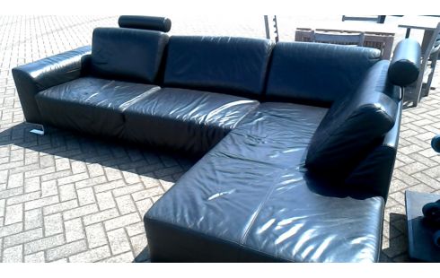 ECKSOFA SCHWARZ LEDER