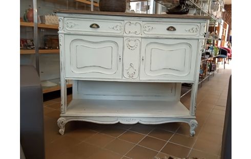 MEUBLE CREDENCE PATINE BLANC LOUIS XV