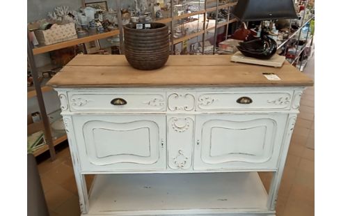 MEUBLE CREDENCE PATINE BLANC LOUIS XV