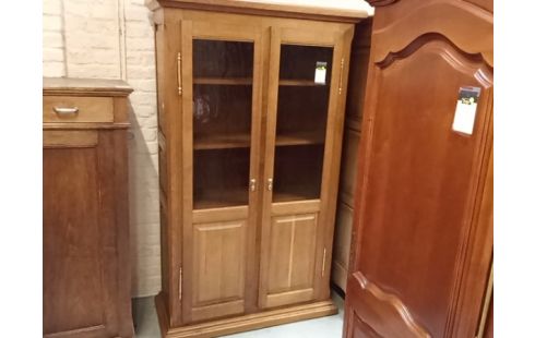 VITRINE BIBLIOTHEQUE CHENE MASSIF 2 P