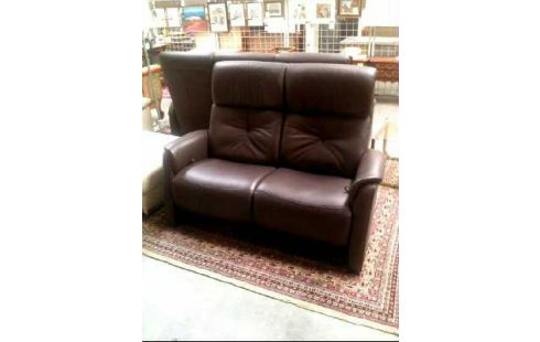 SOFA <HIMOLLA> LEDER BRAUN 2SITZ. VERSTELLB.