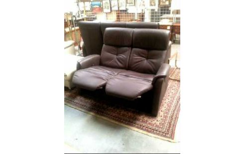 SOFA <HIMOLLA> LEDER BRAUN 2SITZ. VERSTELLB.