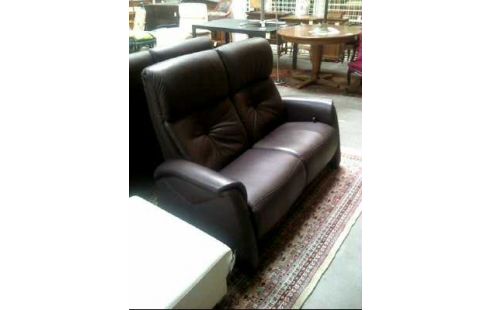 SOFA <HIMOLLA> LEDER BRAUN 2SITZ. VERSTELLB.