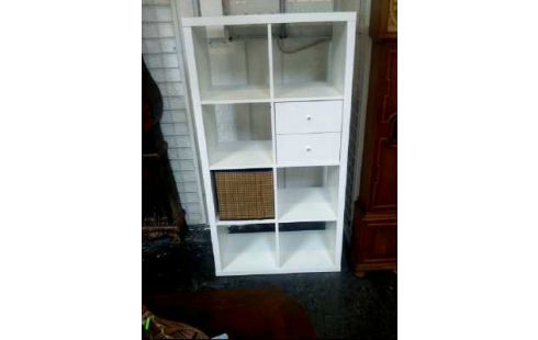 REGAL 2-SCHUBL. HOLZ WEIß 1 KORB 8-FÄCH.