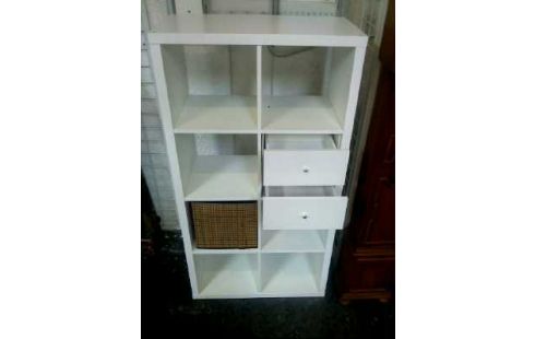 REGAL 2-SCHUBL. HOLZ WEIß 1 KORB 8-FÄCH.