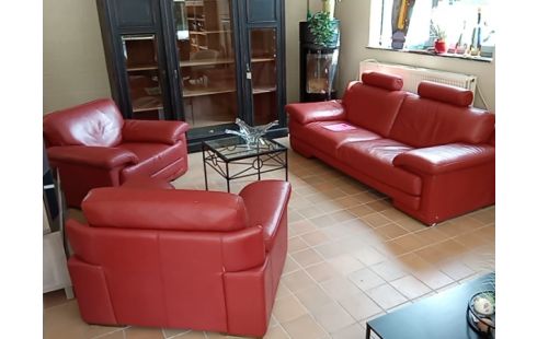 SALON CUIR 3+1+1 NATUZZI BRIQUE 6100EUR NEUF