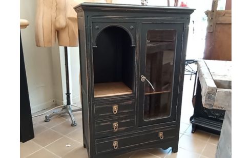 MEUBLE D'APPOINT PATINE NOIR 1 PORTE