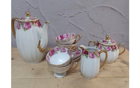 SERVICE A CAFE 4P BAVARIA FLEURS ROSES