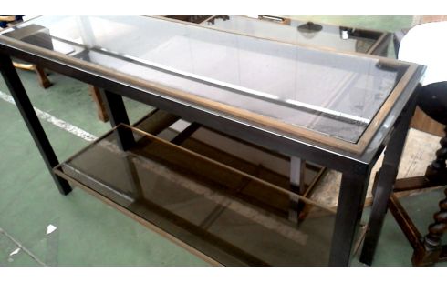 TABLE CONSOLE VINTAGE LAITON TEINTE GLACE