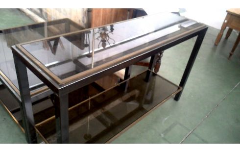 TABLE CONSOLE VINTAGE LAITON TEINTE GLACE