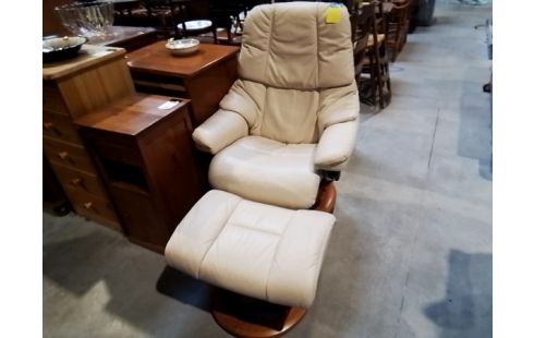 FAUTEUIL RELAX STRESSLESS CUIR BEIGE AVEC SON RP