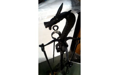 JUEGO DE CHIMENEA, , CABALLO HIERRO FORJA