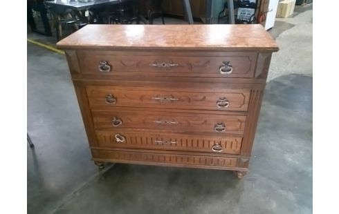 COMMODE ANCIENNE 4 TIROIRS MARBRE ROSE