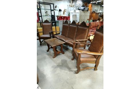 SALON BANQUETTE 2 FAUTEUILS TABLE BASSE