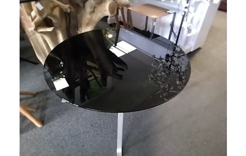 TABLE BASSE RONDE VERRE FUMÉ ANNEE 80