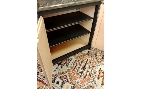 MEUBLE D'APPOINT 2P TISSUS NOIR ET DORE