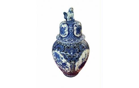 DECKELVASE DELFT WEISS BLAU
