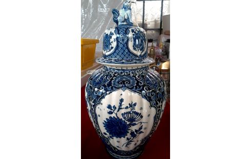 DECKELVASE DELFT WEISS BLAU