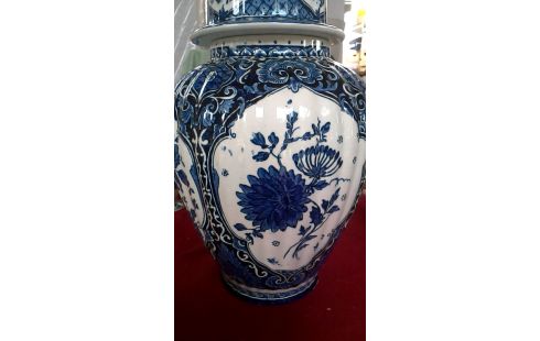DECKELVASE DELFT WEISS BLAU