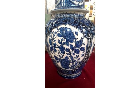 DECKELVASE DELFT WEISS BLAU