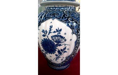 DECKELVASE DELFT WEISS BLAU