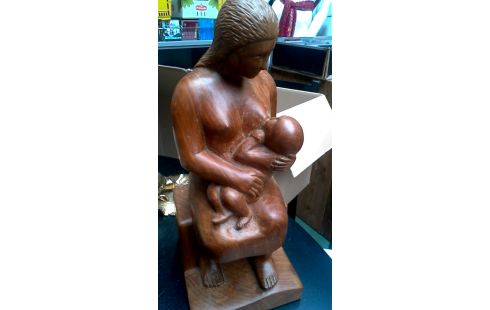 STATUE FRAU MET KIND, , HOLZ