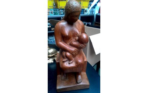 STATUE FRAU MET KIND, , HOLZ