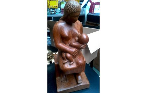STATUE FRAU MET KIND, , HOLZ