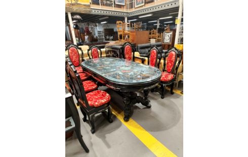 SALLE A MANGER ASIATIQUE TABLE+2FAUT+6CH+MEUB