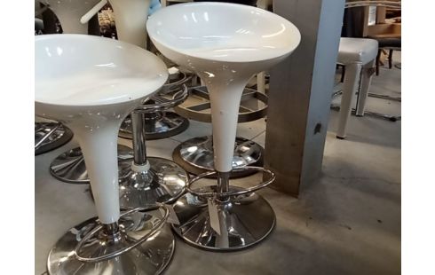 TABOURET DE BAR A PISTON BLANC LAQUE