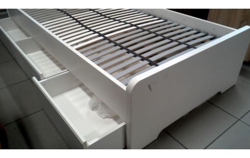 LIT 90X200 IKEA BLANCHE 2 TIROIRS