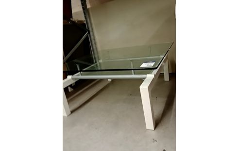 TABLE BASSE CARREE VERRE BLANC