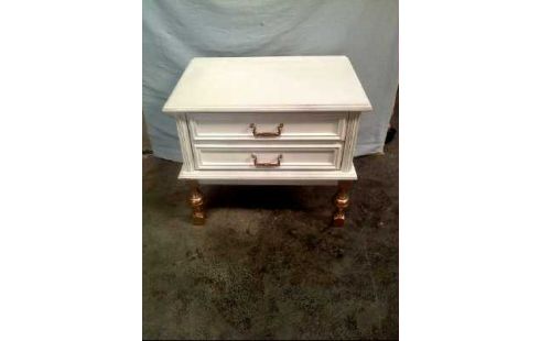 NACHTTISCH HOLZ WEIß/GOLDF. 2 SCHUBL.