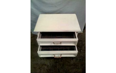 NACHTTISCH HOLZ WEIß/GOLDF. 2 SCHUBL.