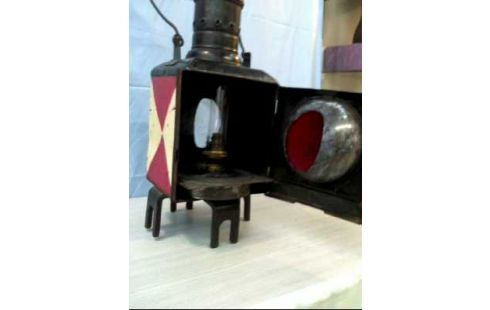 EISENBAHNLAMPE <DB 77> PETROLEUM ROT WEISS