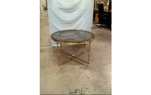 TISCH GLASPLATTE RUND GOLDFARBEN 4-BEINE