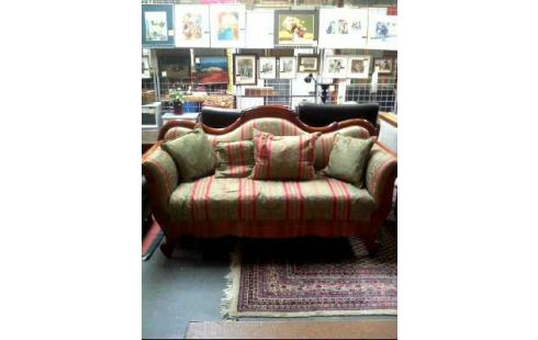 SOFA BIEDERMEIER GRÜN/ROT +4 KISSEN