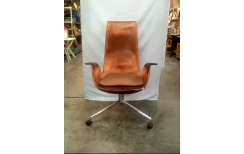 ARMLEHNSTUHL LEDER BRAUN MIT ROLLEN