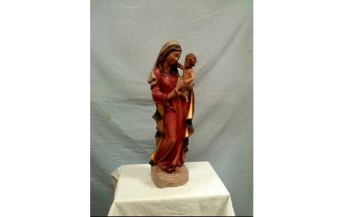 FIGUR HOLZ BEMALT MUTTER MARIA MIT KIND