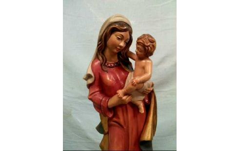 FIGUR HOLZ BEMALT MUTTER MARIA MIT KIND