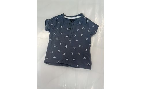 T-SHIRT GRIS MOTIF PALMIERS ET CLAQUETTES- 3MOIS