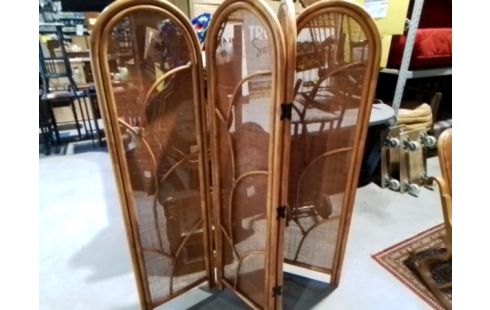 PARAVENT ROTIN ET CANNAGE