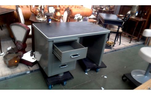 BUREAU VINTAGE 3 TIROIRS METAL VERTE