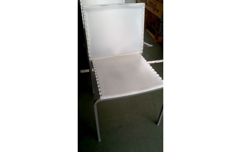 4 CHAISES DESIGN GRIS METAL PVC