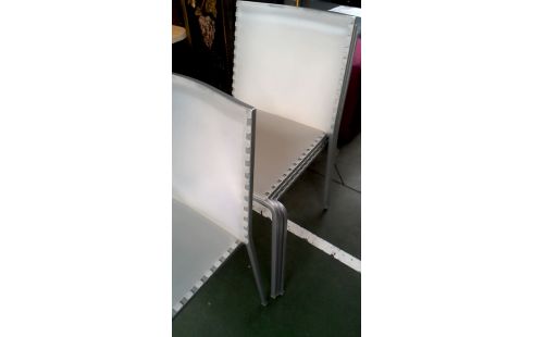 4 CHAISES DESIGN GRIS METAL PVC