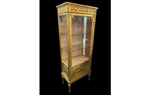 VITRINEKAST GOUD KLEUR 1 DEUR GESLEPEN GLAS