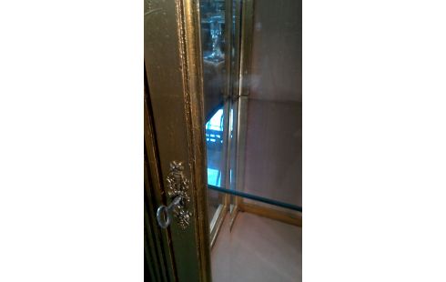 VITRINEKAST GOUD KLEUR 1 DEUR GESLEPEN GLAS