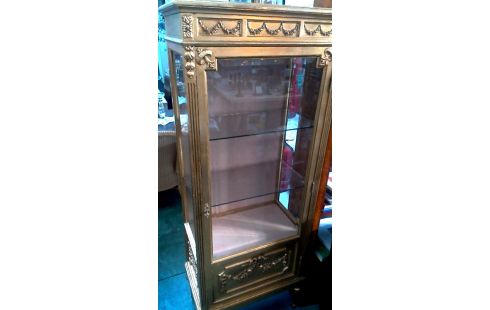 VITRINEKAST GOUD KLEUR 1 DEUR GESLEPEN GLAS